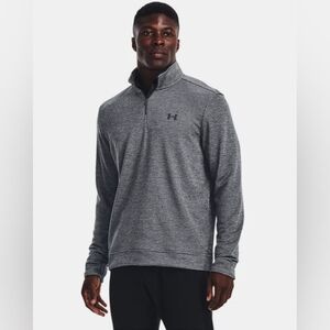 Under Armour Golf Pullover 2XL Mens Gray Striped 1/4 Zip Loose Storm Fleece